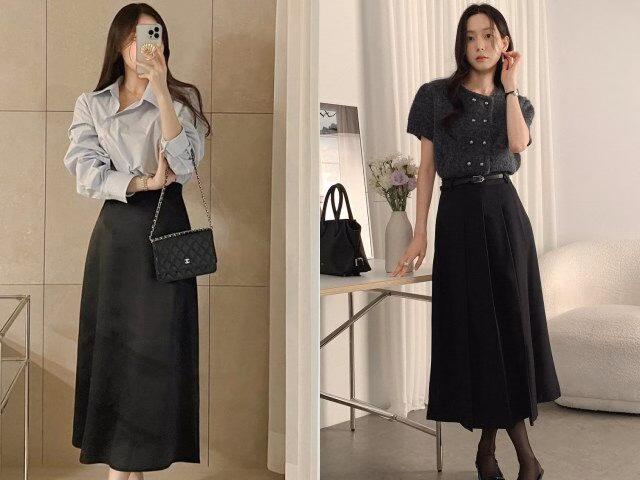 Chân váy đen là lựa chọn an toàn nhưng hiệu quả để tạo nên diện mạo chỉn chu, tinh tế trong cả môi trường làm việc lẫn đời thường.